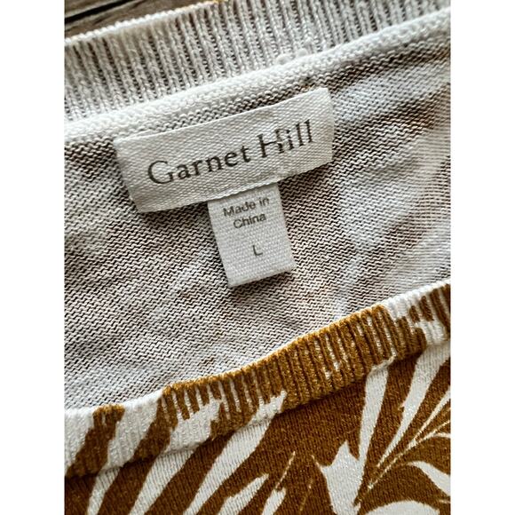 Women's Leaf Print Sweater - Mustard and White - Picture 7 of 9
